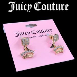 Juicy Couture Crystal Crown & Dice Front to Back Earrings